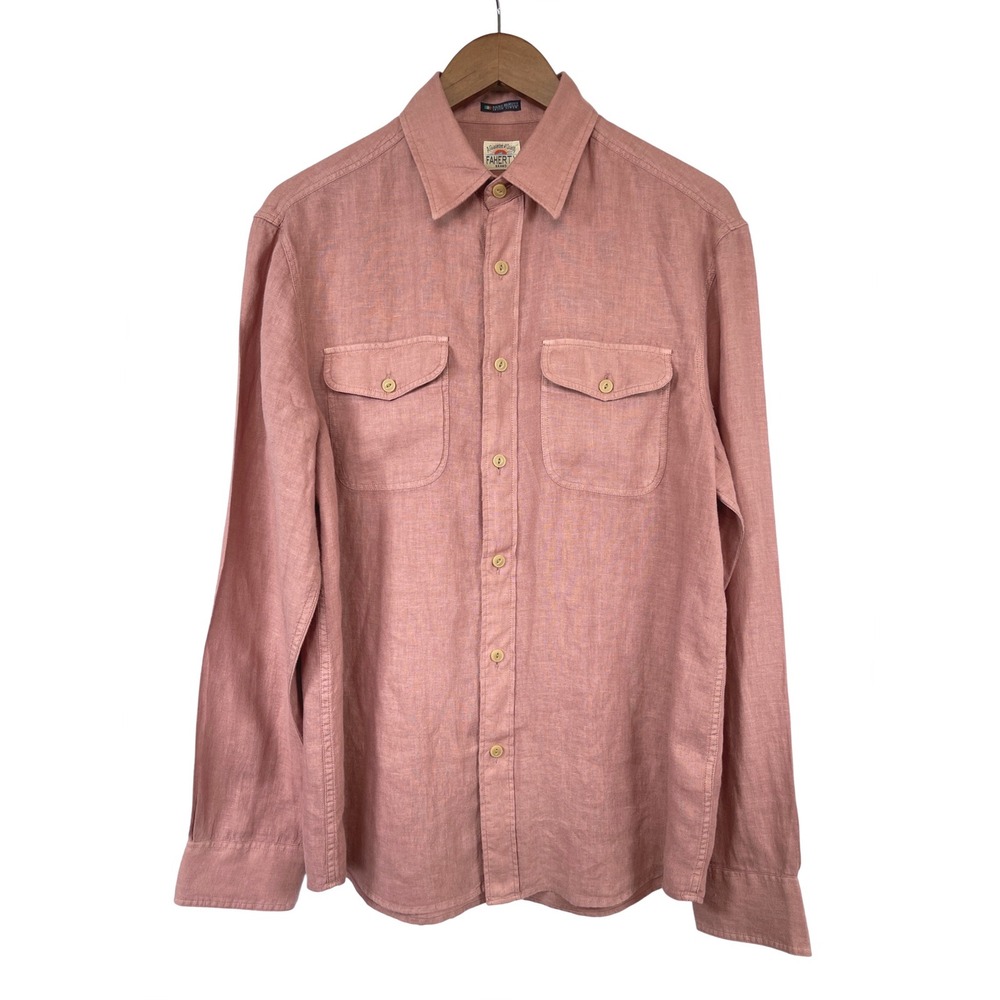 Faherty Mens Baird McNutt Irish Linen Button Down Shirt S Cedar Rose Coastal